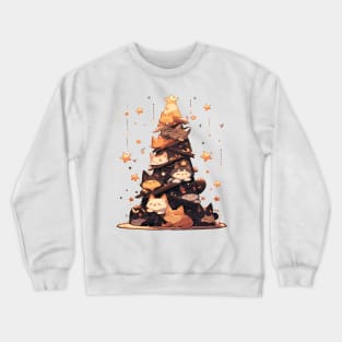 Kawaii Cat Catmas Tree: A Furry Festive Art Christmas Crewneck Sweatshirt